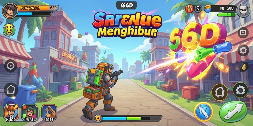 Screenshot utama 66D menunjukkan aksi gameplay Arcade yang seru dan mendebarkan.
