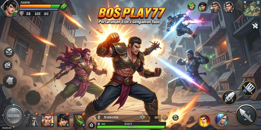 Tampilan gameplay BOSPLAY77 yang mendebarkan dalam pertarungan aksi.