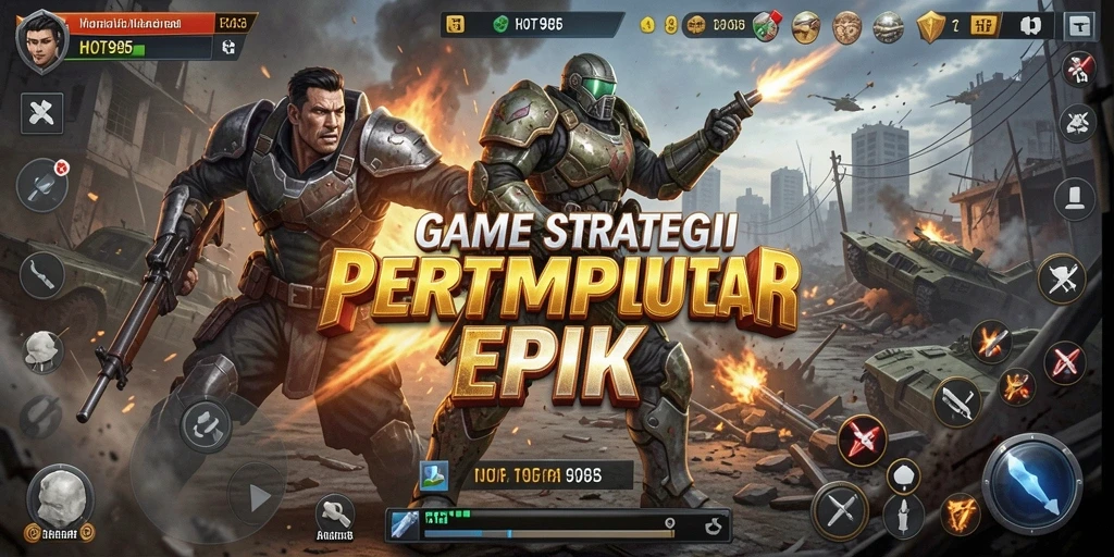 Screenshot HOT985 menampilkan pertempuran strategis yang seru.
