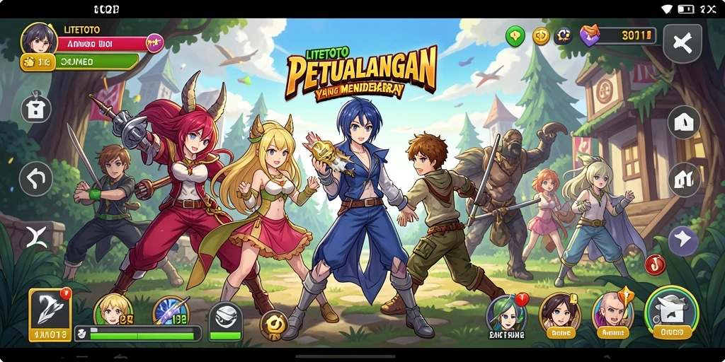 Screenshot gameplay LITETOTO dengan karakter Anime yang beraksi.