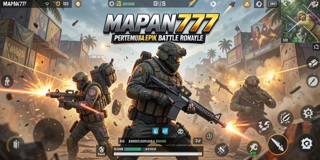 Tampilan gameplay MAPAN777 yang intens dalam pertempuran Battle Royale.