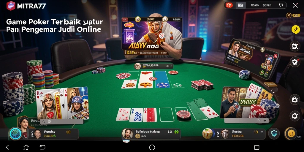 Screenshot gameplay MITRA77 menampilkan aksi seru poker yang mendebarkan.