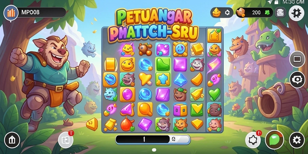 Tampilan gameplay seru dengan kombinasi warna-warni di MPO08.