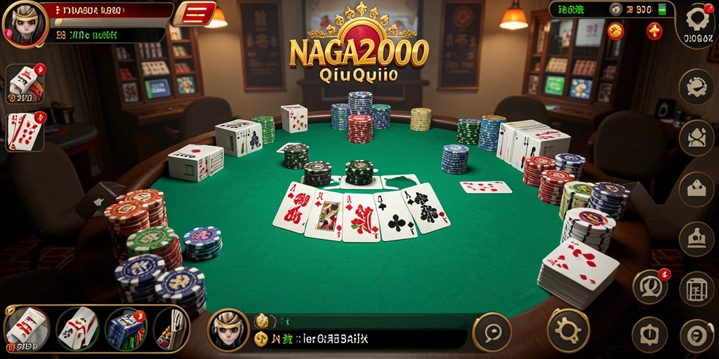 Screenshot gameplay NAGA2000 menampilkan aksi seru bermain QiuQiu.