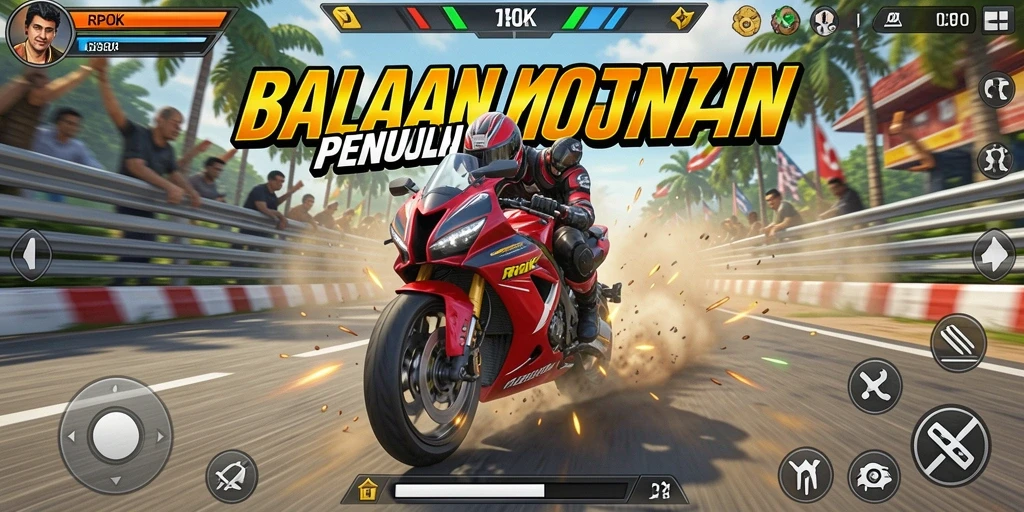Tampilan gameplay RPOK yang seru dan mendebarkan dalam balapan motor.