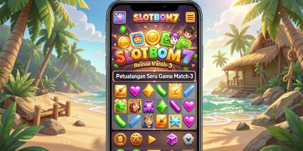 Screenshot gameplay SLOTBOM77 menampilkan momen seru mencocokkan item.