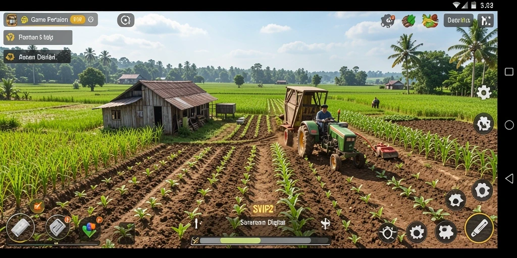 Tampilan gameplay SVIP2 yang menarik dengan pertanian yang subur.