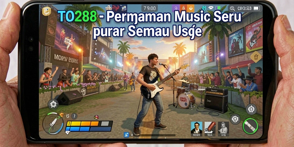 Tangkapan layar utama TO288 menampilkan permainan musik yang mendebarkan.