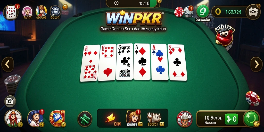 Screenshot menunjukkan aksi seru permainan Domino di WINPKR.