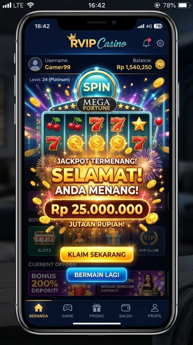 Tampilan utama aplikasi rvip dengan berbagai kategori.